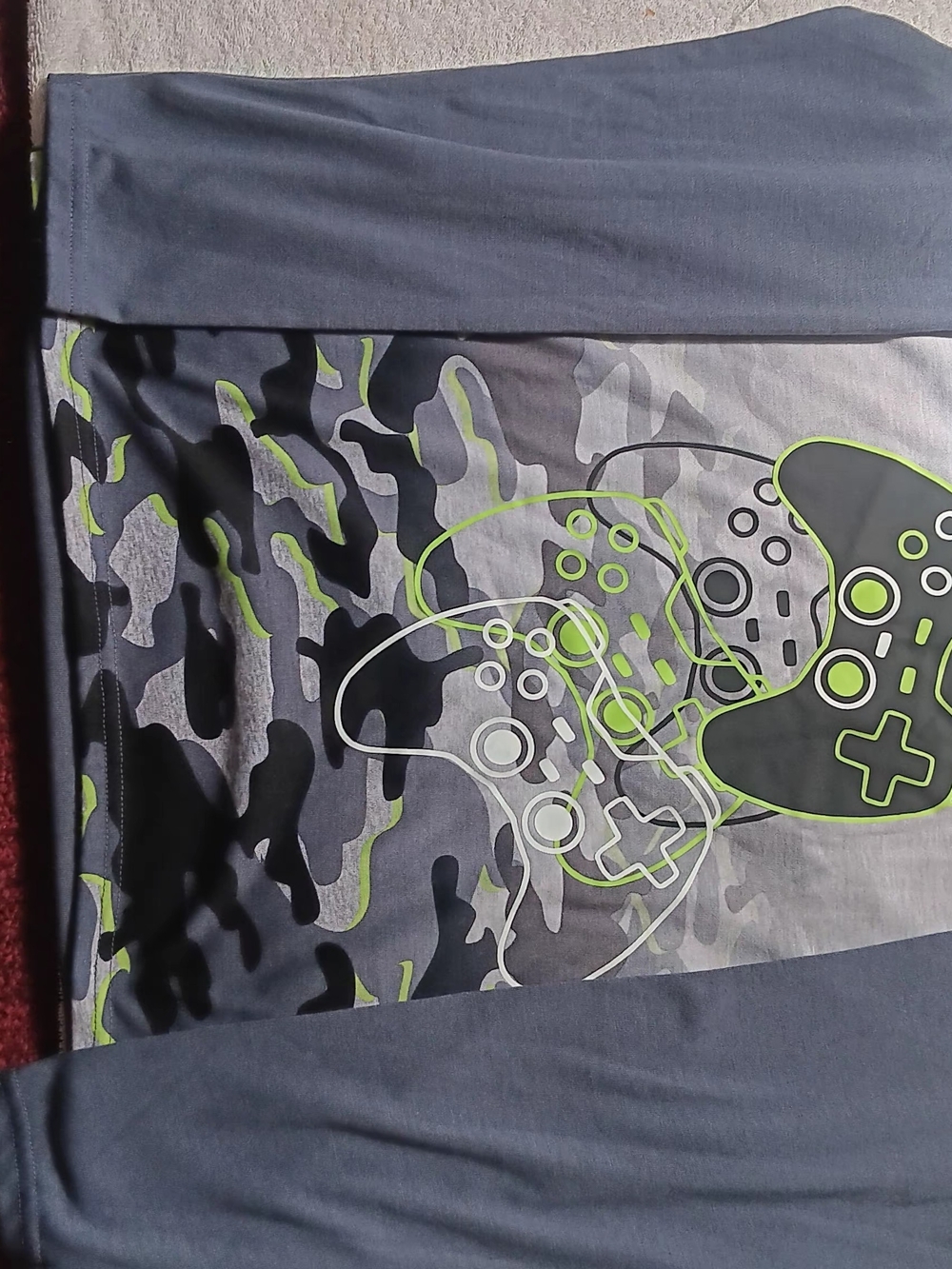 Gray Camo Gamer Print Men’s Shorts - Neon Green Accent